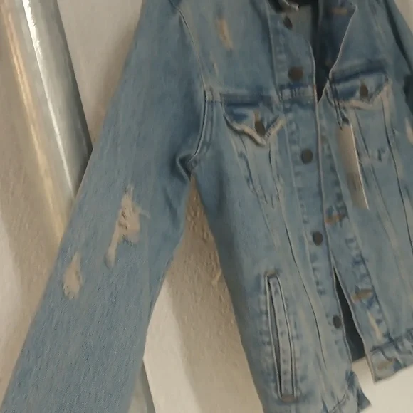 Zara Light Blue Distressed Jacket - Picture 3 of 4